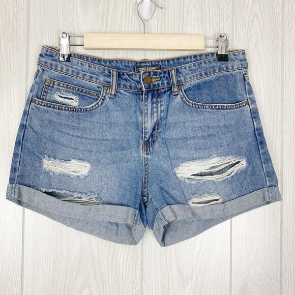 BillabongDistressed Cuffed Denim Shorts Size 27